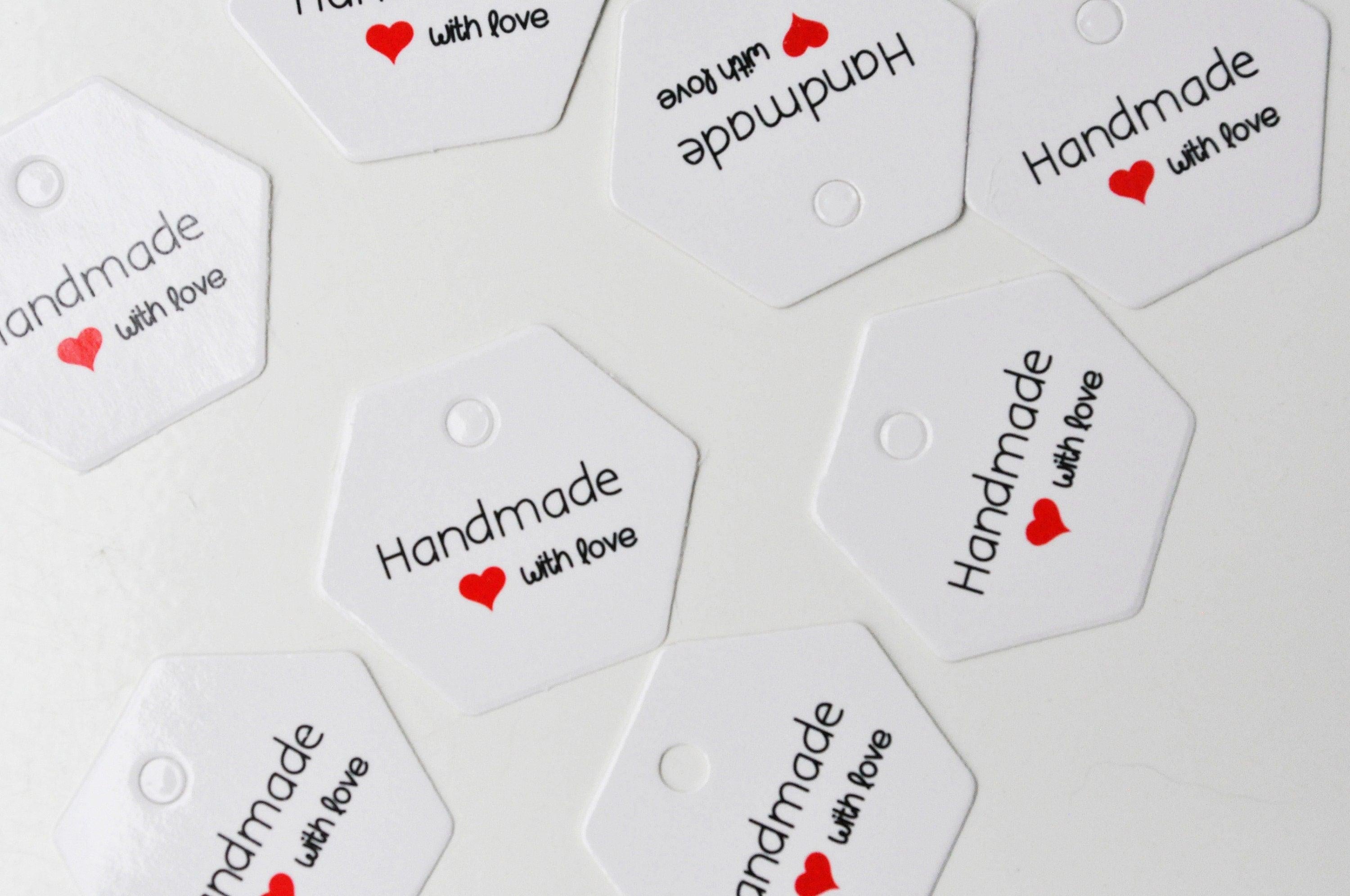 EP-Etiquette kraft fait main avec amour préparation paquet cadeau, emballage cadeau,sachet mariage, 30x35mm, x20 G4148
