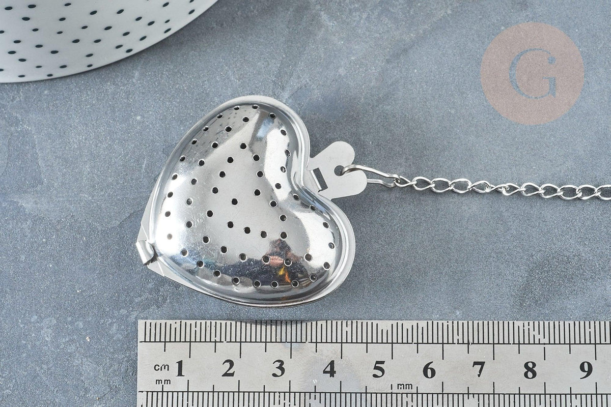 Infuseur à thé cœur acier 304 inoxydable avec crochet, infuseur cœur, x1 (G8322)
