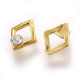 EP Losange à coller zamac doré et zircon,fournitures à coller pour décorer pierres et bijoux en inclusion résine,7x5.5mm, x 2 G4665