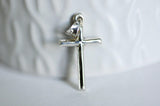 EP Pendentif Croix argent massif,pendentif religieux,c,création collierroix communion,argent 925, création bijoux,25mm-G1328