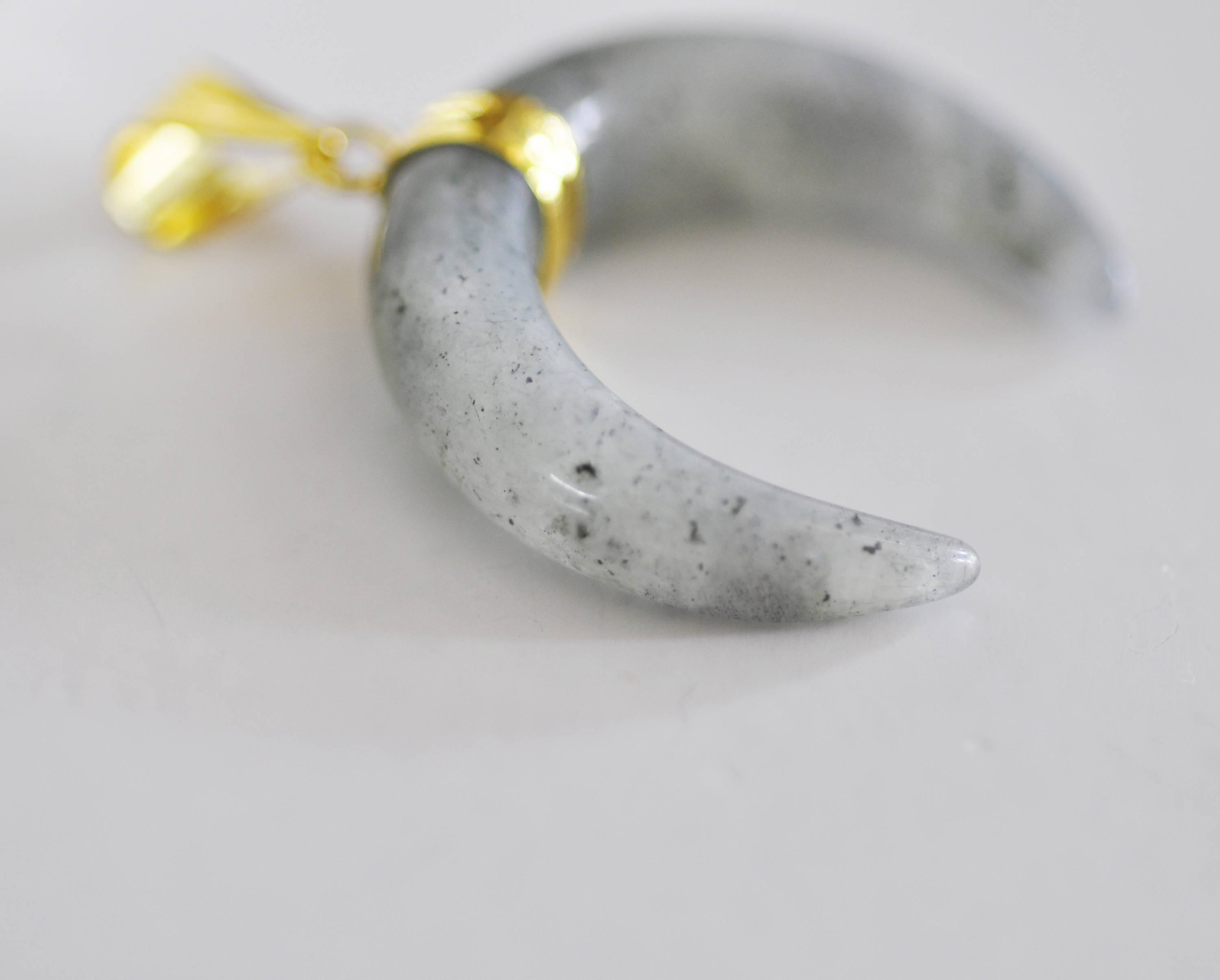 EP Pendentif Lune Labradorite naturelle 32mm (G2380)