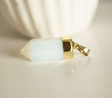 EP Pendentif Pointe Opalite ,fournitures créatives, pendentif pierre, support doré, création bijoux, pierre naturelle, 40mm-G1853