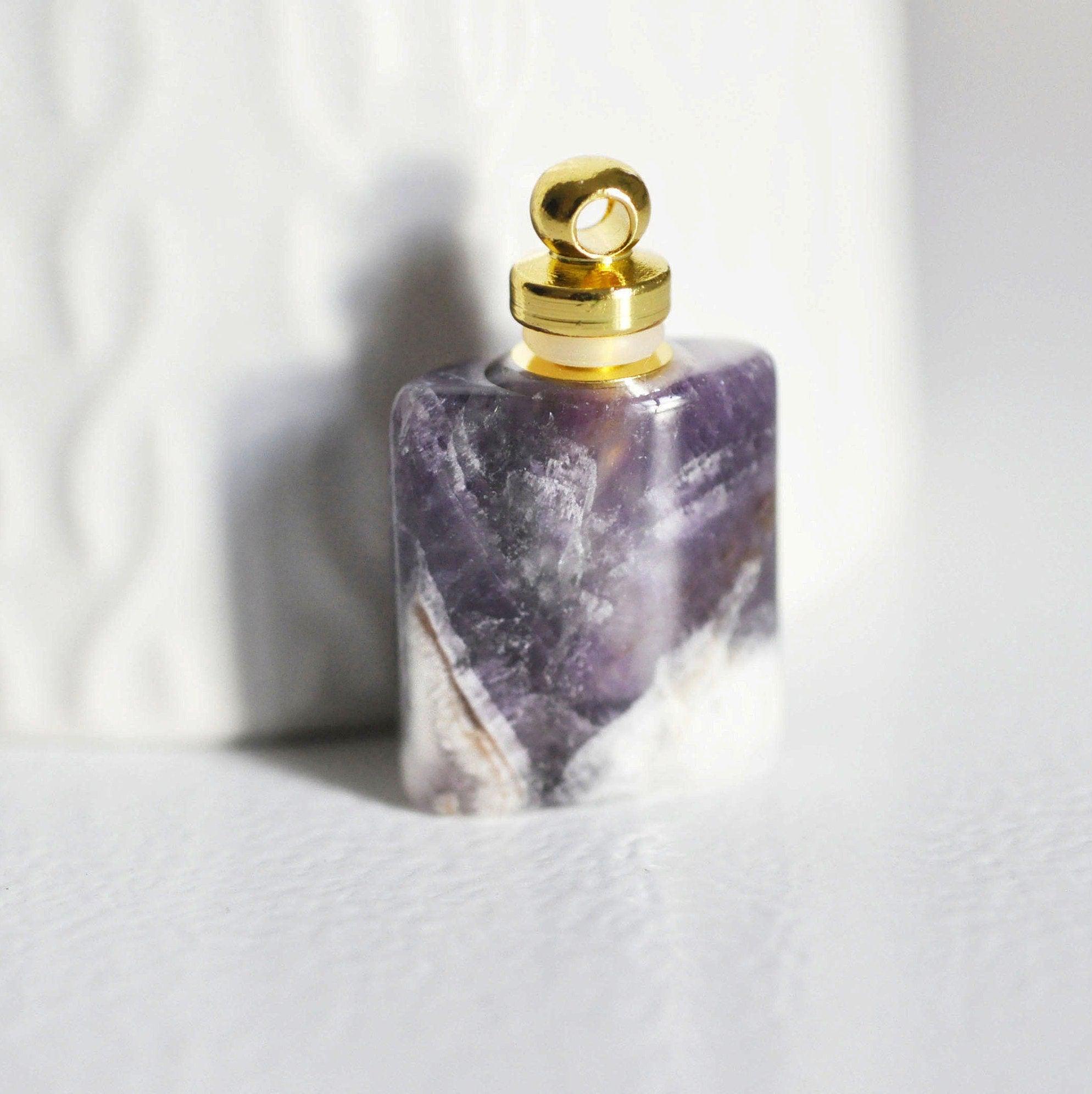 EP Pendentif bouteille parfum améthyste naturelle,pendentif pierre naturelle,pendentif collier,pendentif améthyste Naturelle,33mm, x1,G2791