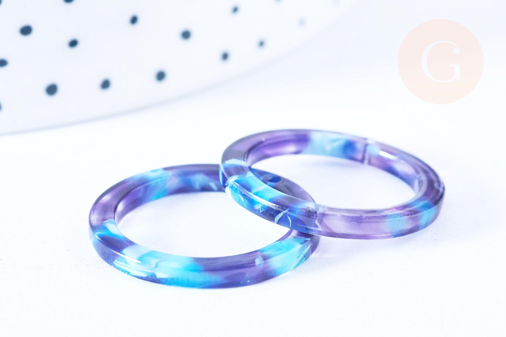 EP-Pendentif cercle bleu acetate 23mm, création bijoux plastique,connecteur plastique, x2 G6472