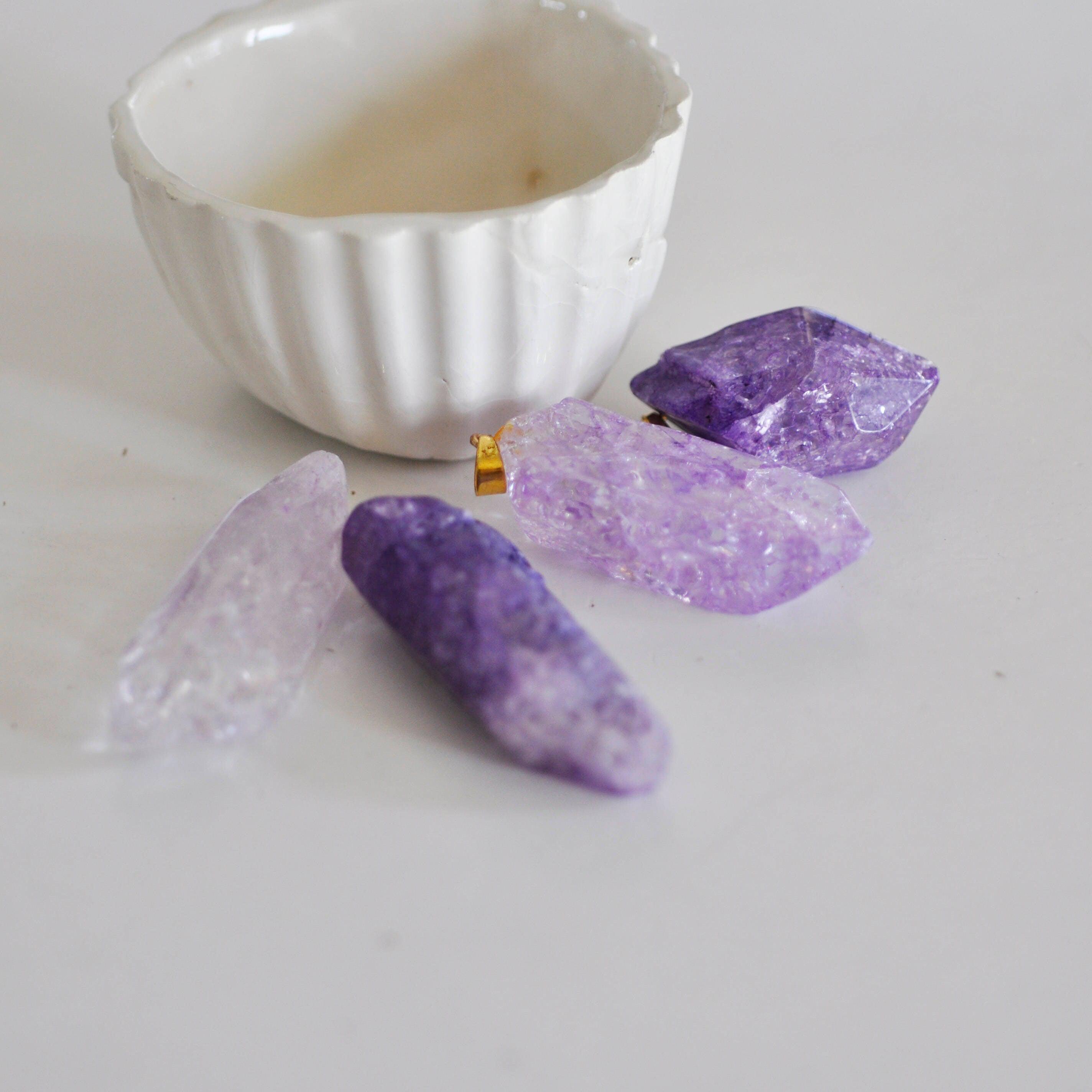 EP Pendentif cristal violet, fournitures créatives,pendentif pierre, support doré, création bijoux, pierre naturelle,quartz rose,quartz naturel