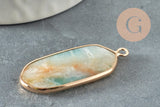 EP-Pendentif hexagone amazonite naturelle laiton doré 37mm,Pendentif bijoux pierre pour création collier, x1 G5174