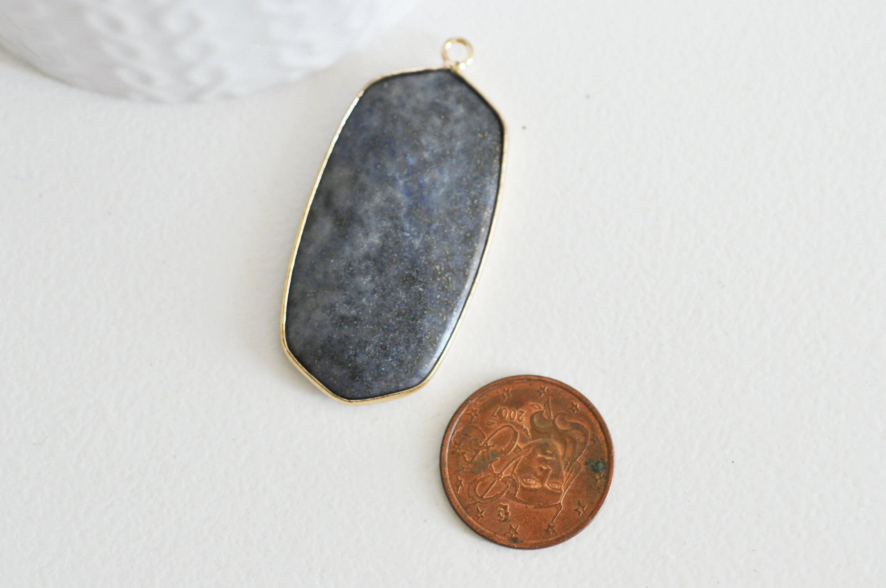 EP Pendentif hexagone lapis lazulis,Pendentif pour bijoux, pendentif pierre, pierre naturelle, pendentif bleu,lapis lazulis naturel,49mm,G2816