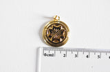 EP Pendentif médaille ronde trèfle acier doré, pendentif doré,sans nickel,laiton doré, création bijoux,médaille or,2.7cm-G1502