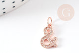 EP-Pendentif or rose esperluette cristal blanc laiton or rose,15mm, x1 G4667