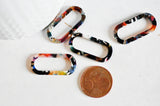 EP Pendentif ovale écaille multicolore,fourniture bijoux,perle acétate,création bijoux,perle plastique,connecteur plastique,x 2, 30mm-G727