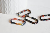 EP Pendentif ovale écaille multicolore,fourniture bijoux,perle acétate,création bijoux,perle plastique,connecteur plastique,x 2, 30mm-G727