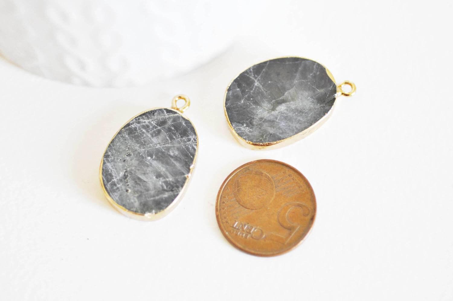 EP Pendentif ovale labradorite naturelle 28mm,x1 (G1136)