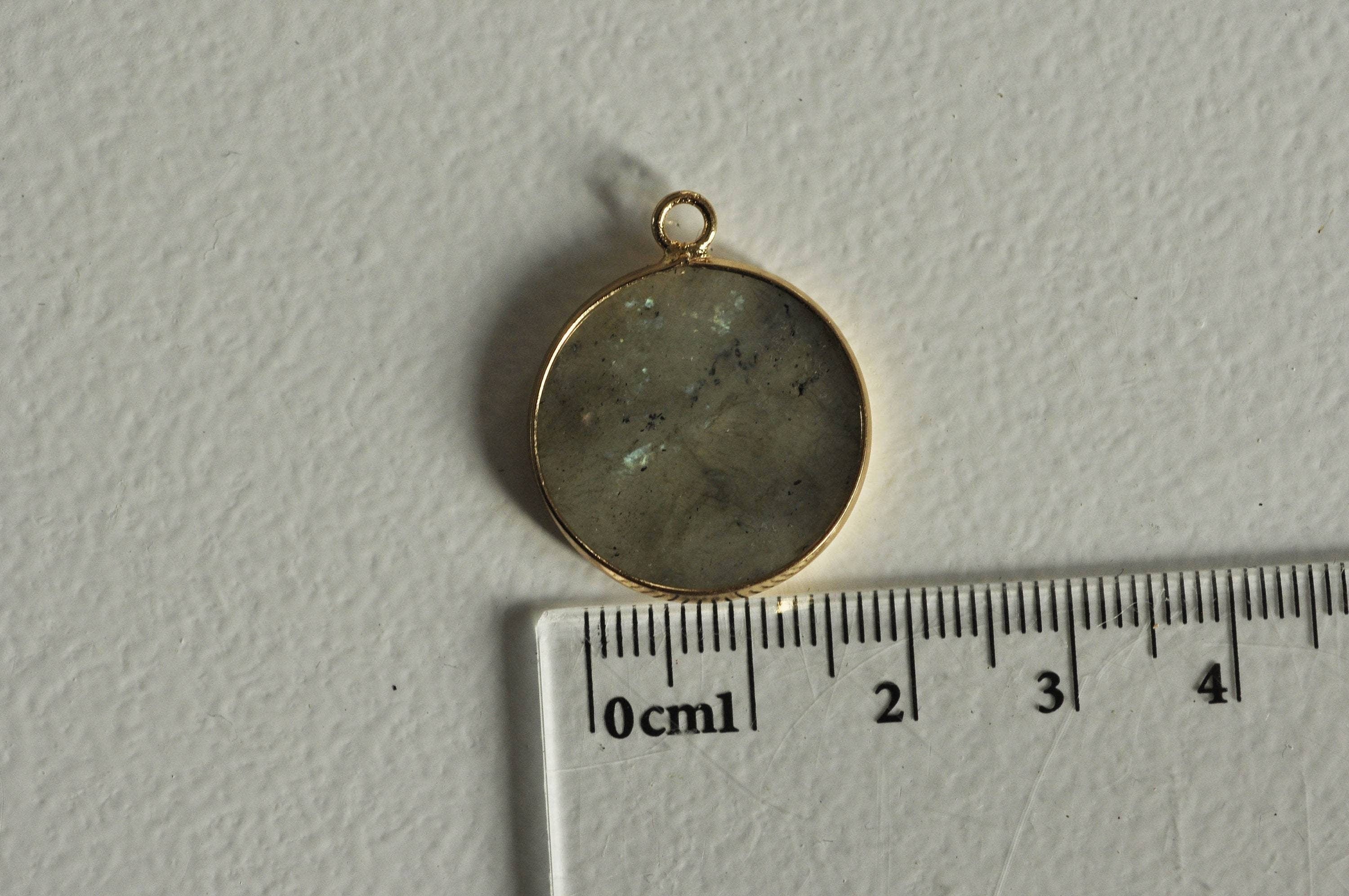 EP Pendentif rond labradorite naturelle,pendentif rond,26mm, x1 G1043