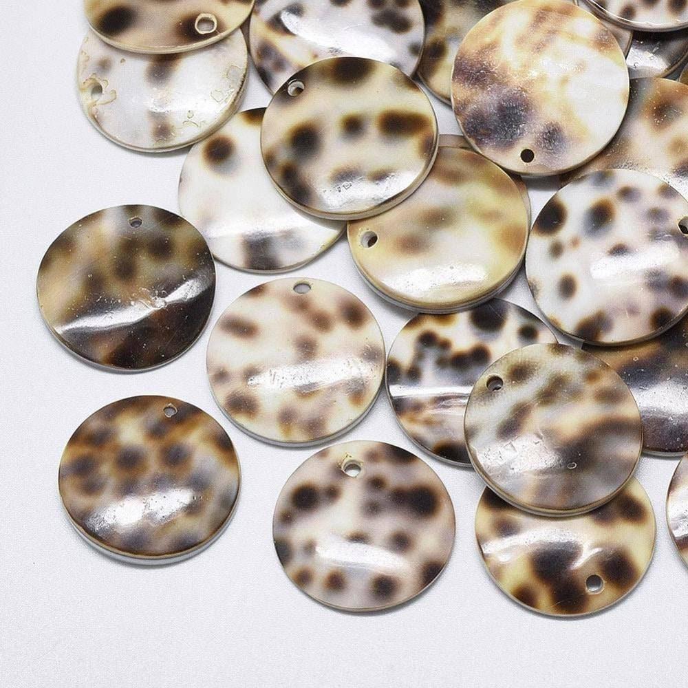 EP-Pendentif rond nacre léopard naturelle 20mm, x1 (G4009)