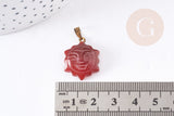 EP Pendentif soleil agate rouge support doré 23mm, pendentif pierre agate naturelle bordeau,création bijoux en pierre naturelle, x1, G5670