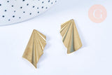EP Pendentif triangle éventail laiton brut 42x14mm, x1 (G6431)