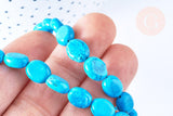EP Perle Howlite ovale teintée turquoise naturelle 11mm,perle pierre howlite naturelle ,le fil de 40cm