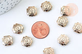 EP Perle carrée gravée zamac doré 12mm, perles dorées, création bijoux, perles intercalaires, Perle carré, x 2 G5873