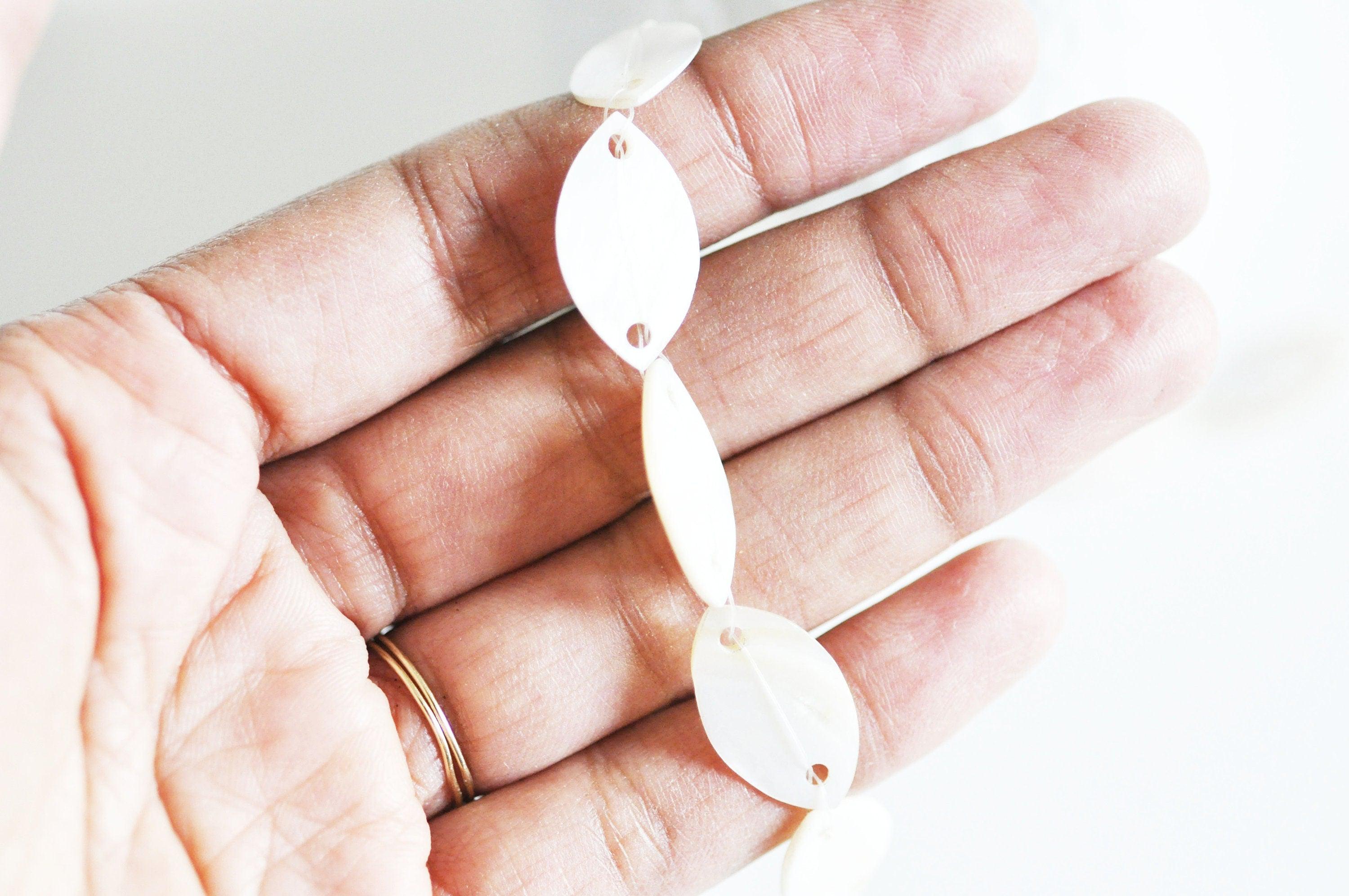 EP Perle connecteur ovale nacre blanche-beige naturelle, nacre carré,nacre naturelle, coquillage marron, 23-34mm,x5 G5137