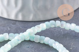 EP-Perle heishi nacre naturelle bleu turquoise pastel 3x4mm, x1 fil de 20 cm (G4774)