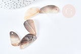EP Perle ovale nacre marron naturelle, perle nacre carré,nacre naturelle, coquillage marron, 23-34mm,x5 G3829