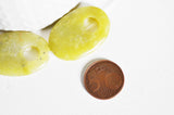 EP Perle ovale trouée jade jaune,pierre précieuse,pierre naturelle,jade jaune naturel,perle pierre roulée,bijou pierre,32mm, x1,G2623