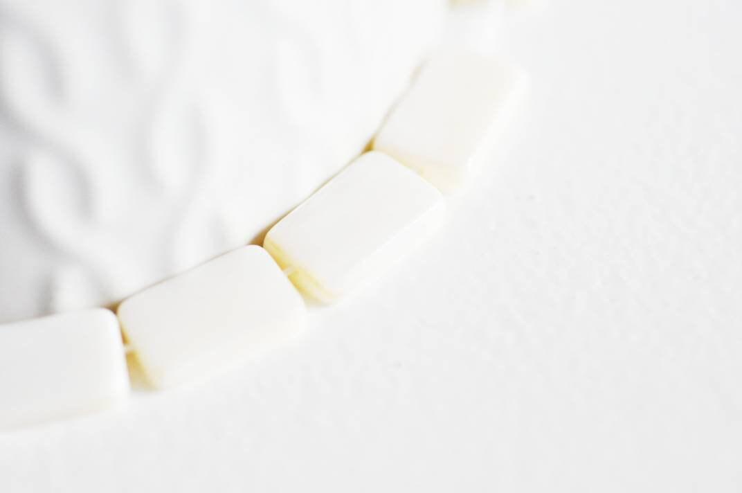 EP Perle rectangle nacre blanche naturelle 14mm, x5 (G1074)