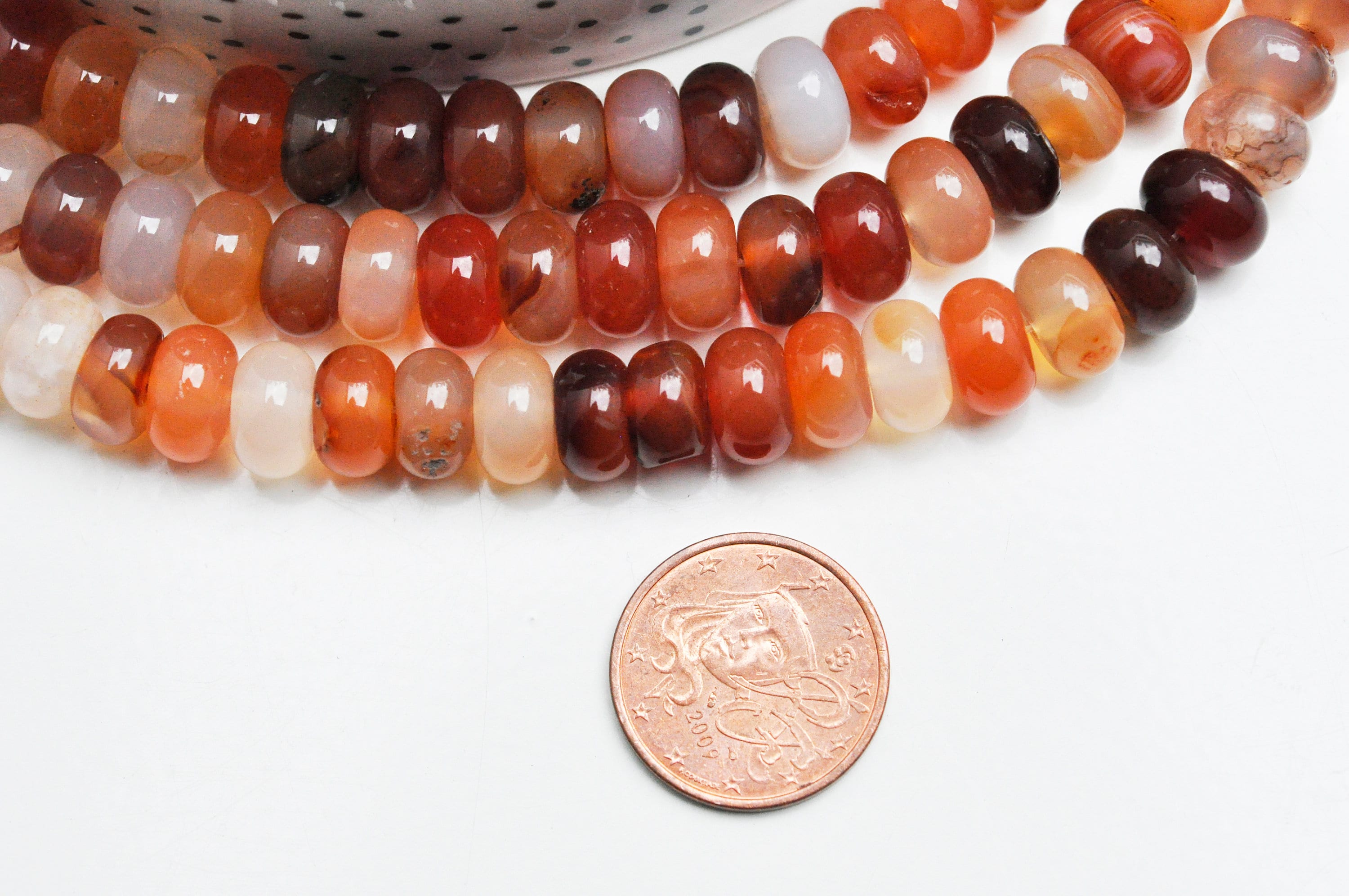 EP Perle rondelle cornaline orange naturelle,Pendentif bijoux, création bijou pierre naturelle,10mm, le fil de 60 perles G4431