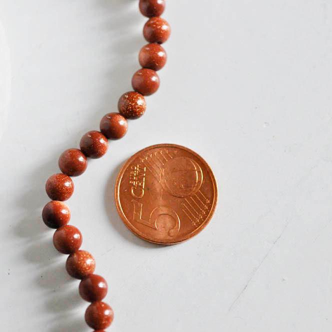 EP Perles goldstone marron, fourniture créative, perles rondes,goldstone marron, pierre synthèse,pailettes,perles pierre, 6mm,x 10 G3892