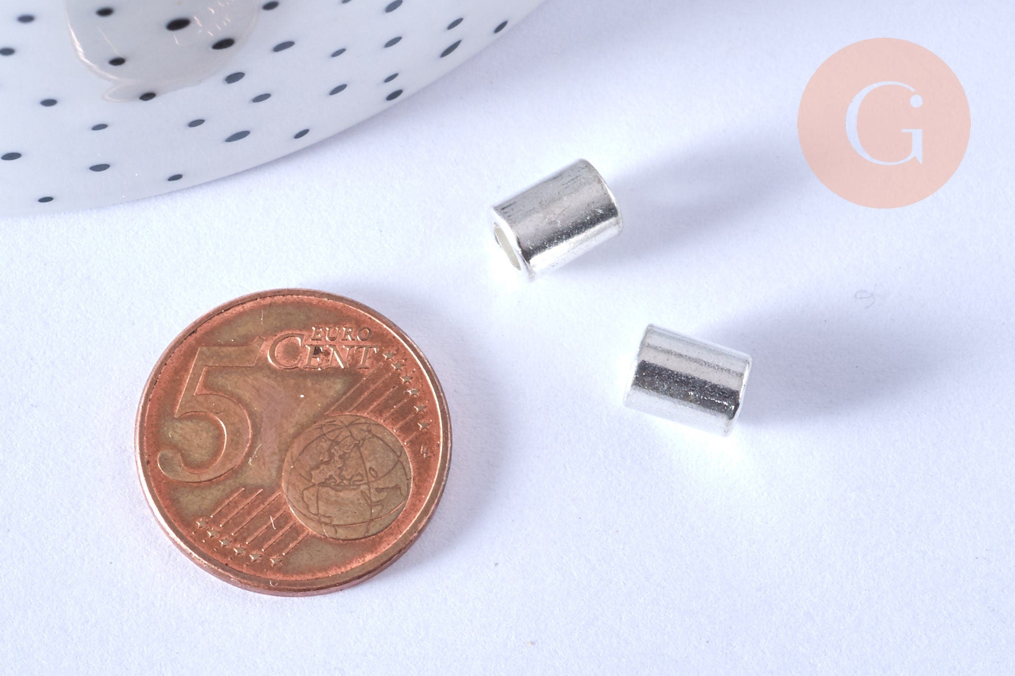 EP-Perles tube argentées zamac 8mm, x 20 (G0154)