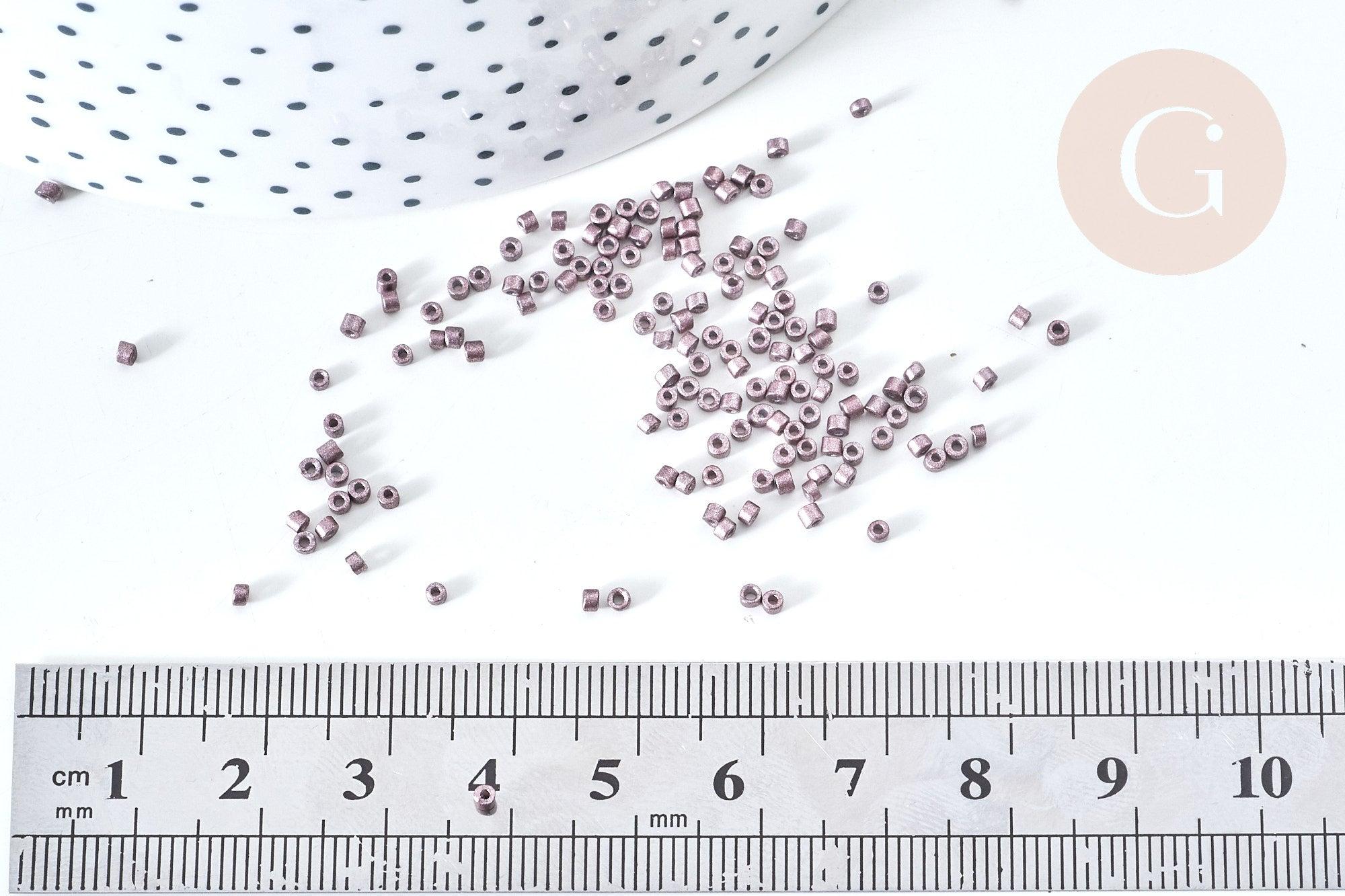 EP-Perles tube verre marron glacé métallisé mat façon Delica miyuki, x1 sachet de 8g (G7771)