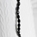 EP Perles verre noir, Perles verre, perle forme ovale, fourniture créative, grain de riz, verre noir, création bijoux, fil de 70-G564