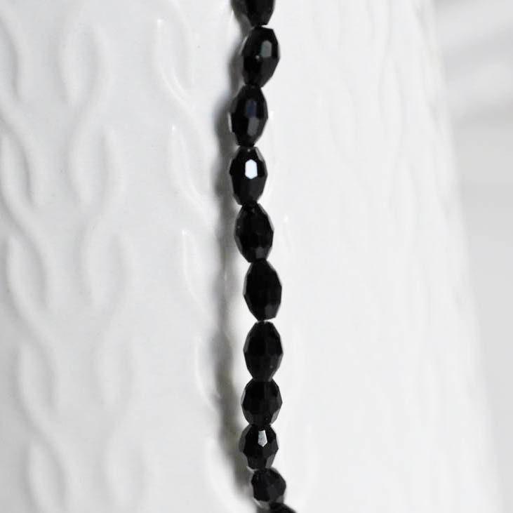 EP Perles verre noir, Perles verre, perle forme ovale, fourniture créative, grain de riz, verre noir, création bijoux, fil de 70-G564