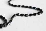 EP Perles verre noir, Perles verre, perle forme ovale, fourniture créative, grain de riz, verre noir, création bijoux, fil de 70-G564