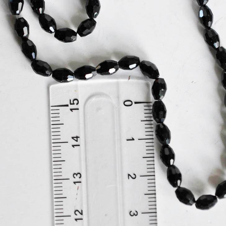 EP Perles verre noir, Perles verre, perle forme ovale, fourniture créative, grain de riz, verre noir, création bijoux, fil de 70-G564