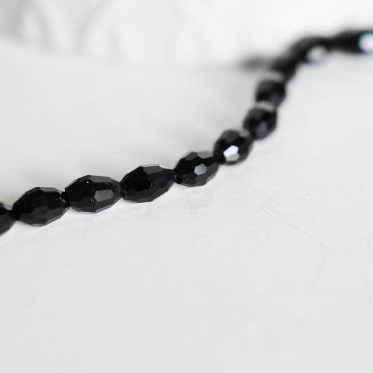 EP Perles verre noir, Perles verre, perle forme ovale, fourniture créative, grain de riz, verre noir, création bijoux, fil de 70-G564
