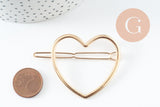 EP-Support barrette coeur zamac doré 48.5mm, x1 (G4387)