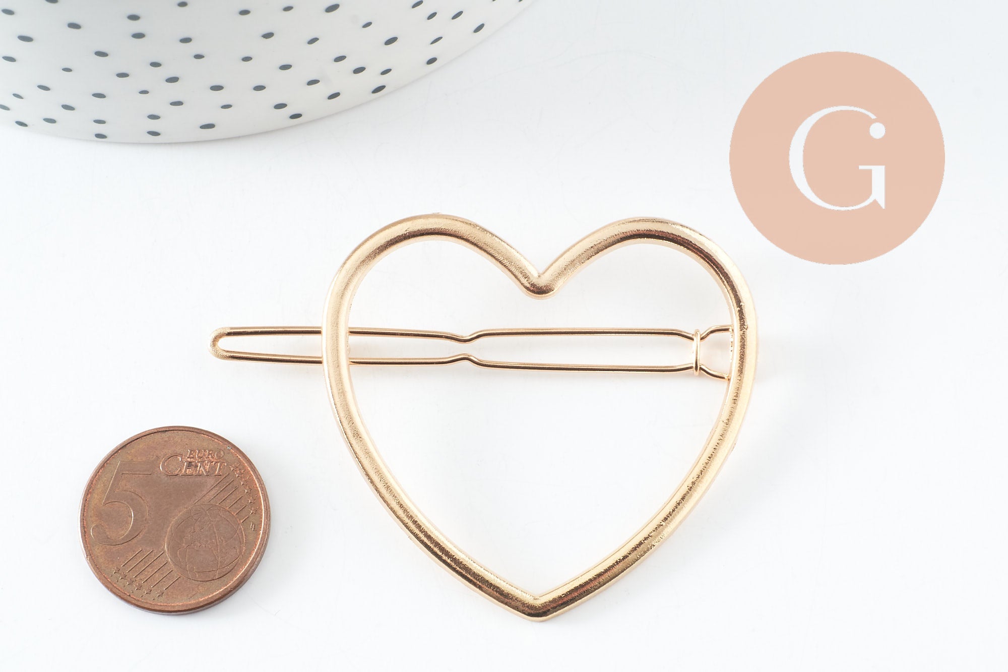 EP-Support barrette coeur zamac doré 48.5mm, x1 (G4387)