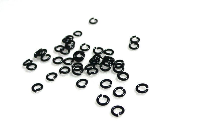 EP anneaux ronds noirs, fournitures créatives, anneaux ouverts, fournitures noires,création bijoux, x 50, 5mm-G710