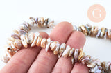 EP perle keshi naturelle rose 4-23mm, perle chips percée création bijoux,perle eau douce, le fil de 90 perles G6176