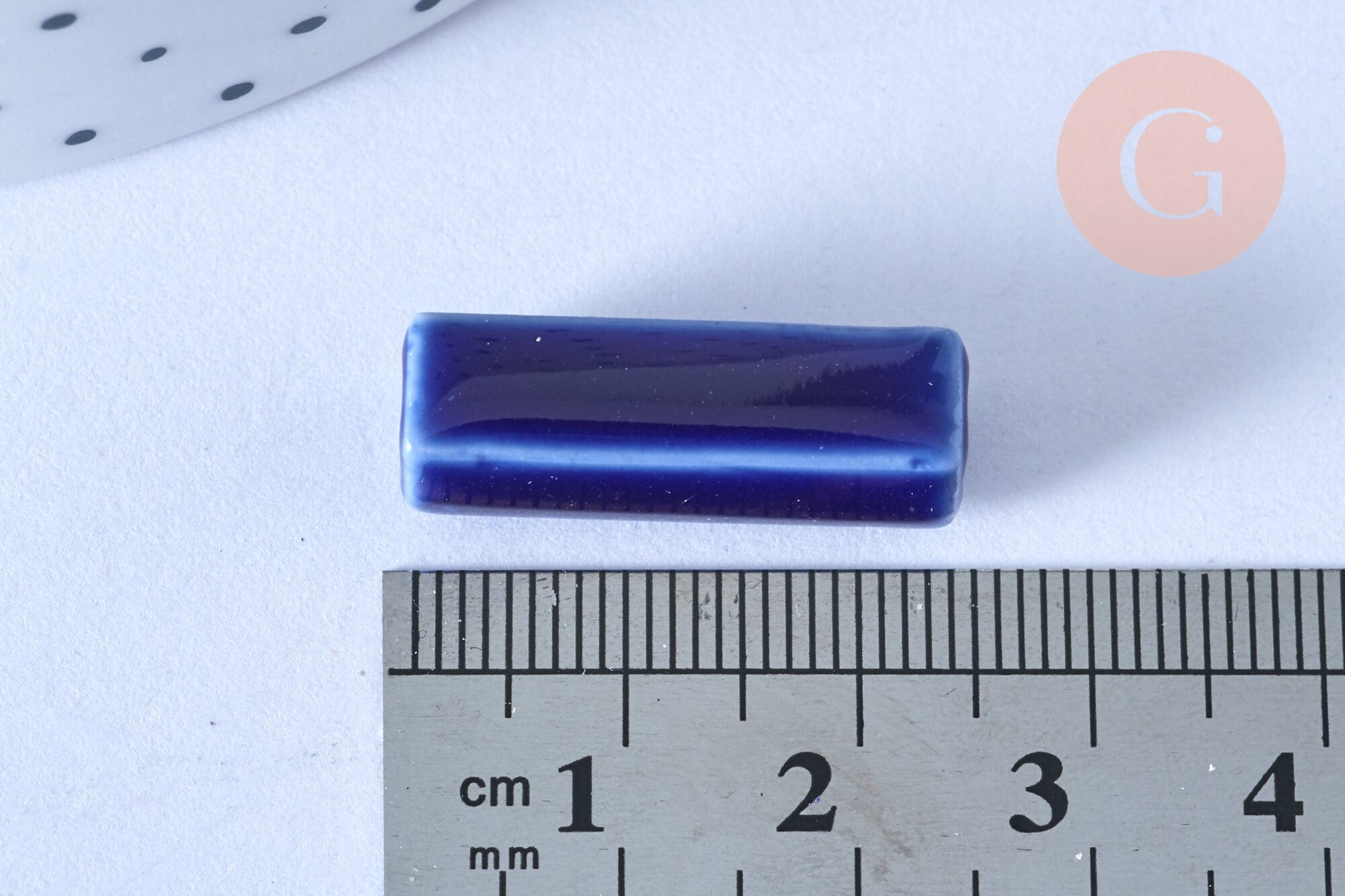 EP perle porcelaine rectangle bleu foncé 25-29mm, x5 (G5394)