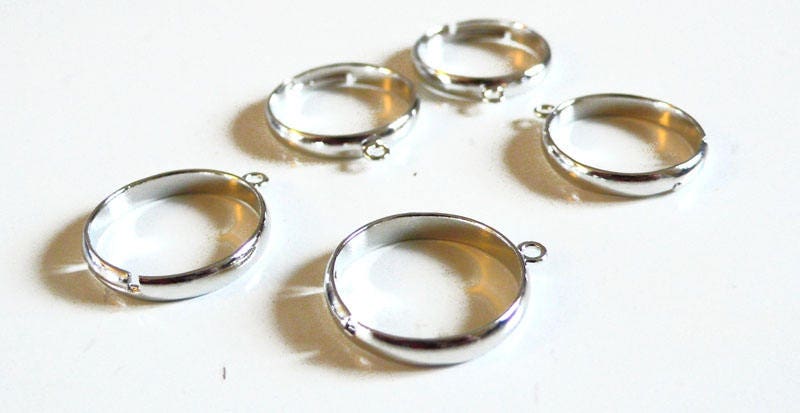 EP supports bague reglable platine, fournitures créatives, bague argent, fabrication bijoux, fournitures argentées, x 4, avec anneau