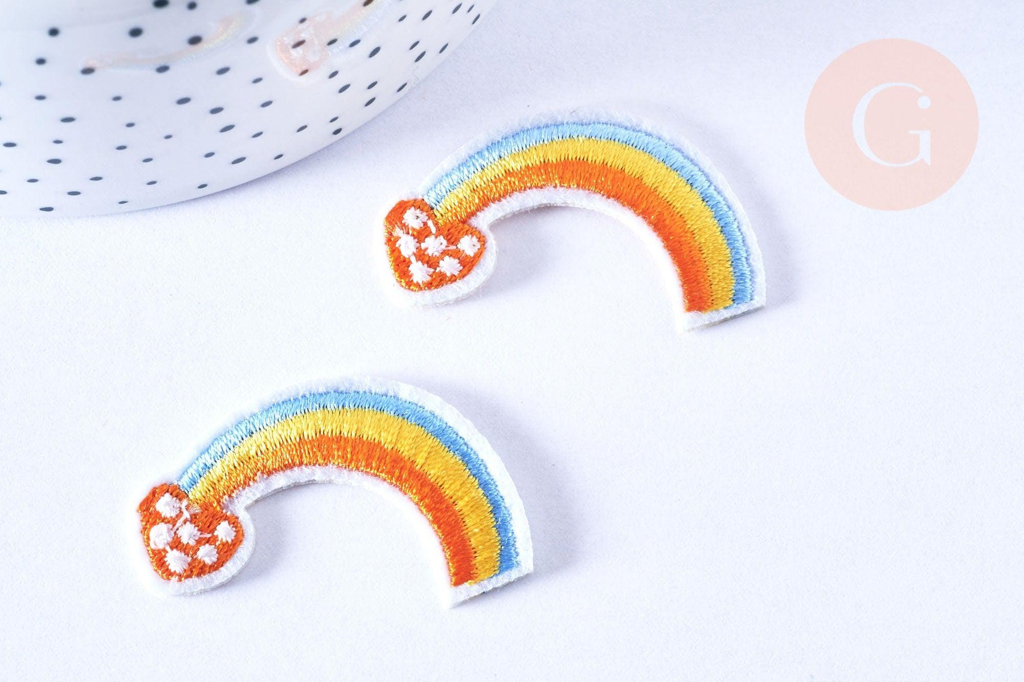 Ecusson brodé à repasser arc-en-ciel 44mm,customisation vêtement, écusson thermocollant,patch brodé, x2-G2866