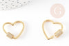 Fermoir à vis coeur laiton doré et strass 24mm, x1 (G3426)