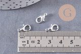 Fermoirs mousquetons zamac argentés 12mm, x20 (G1041)
