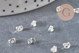 Stainless steel 304 silver-plated 4mm clasps for studs, x20 (G11171)