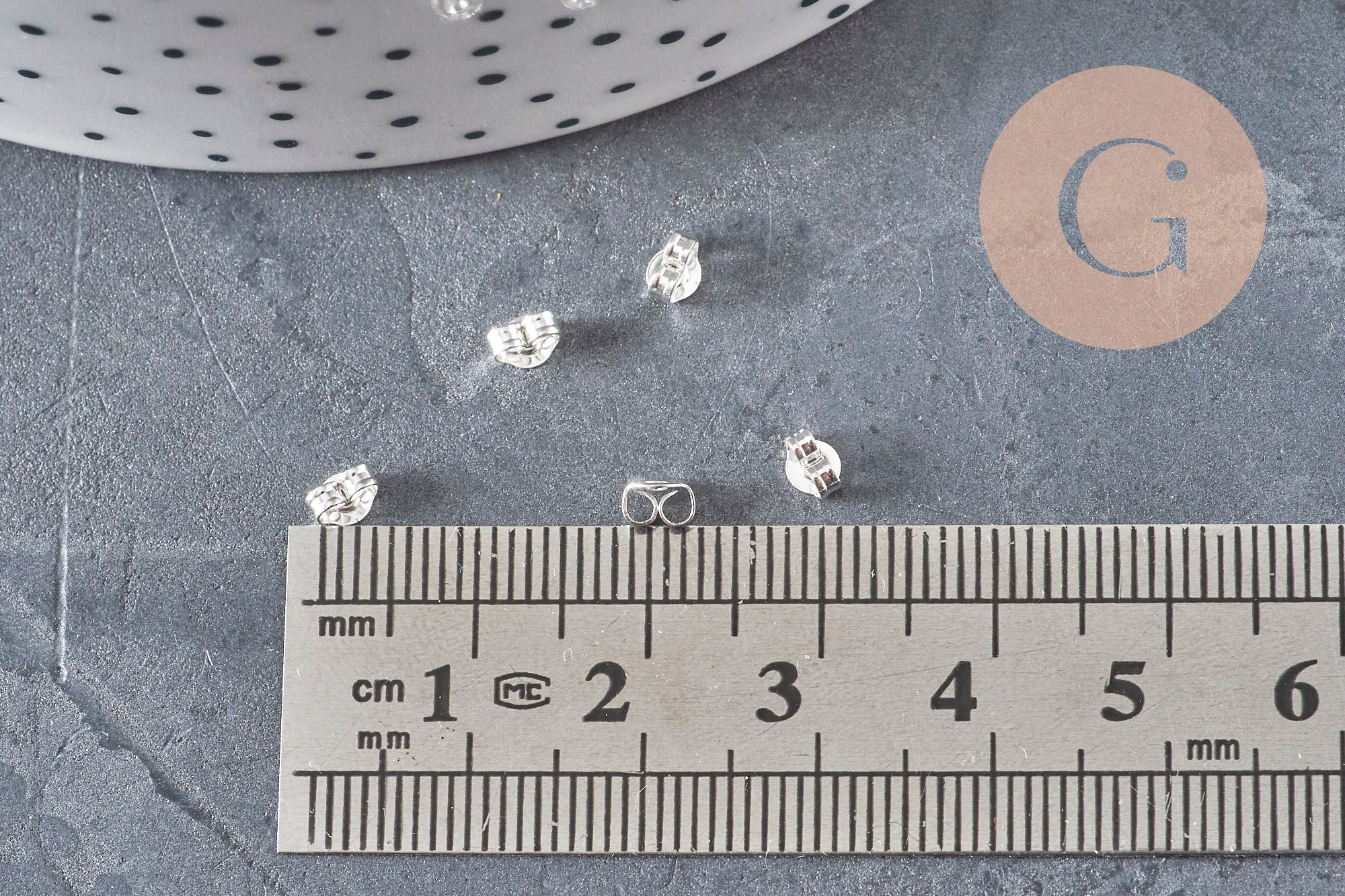 Stainless steel 304 silver-plated 4mm clasps for studs, x20 (G11171)