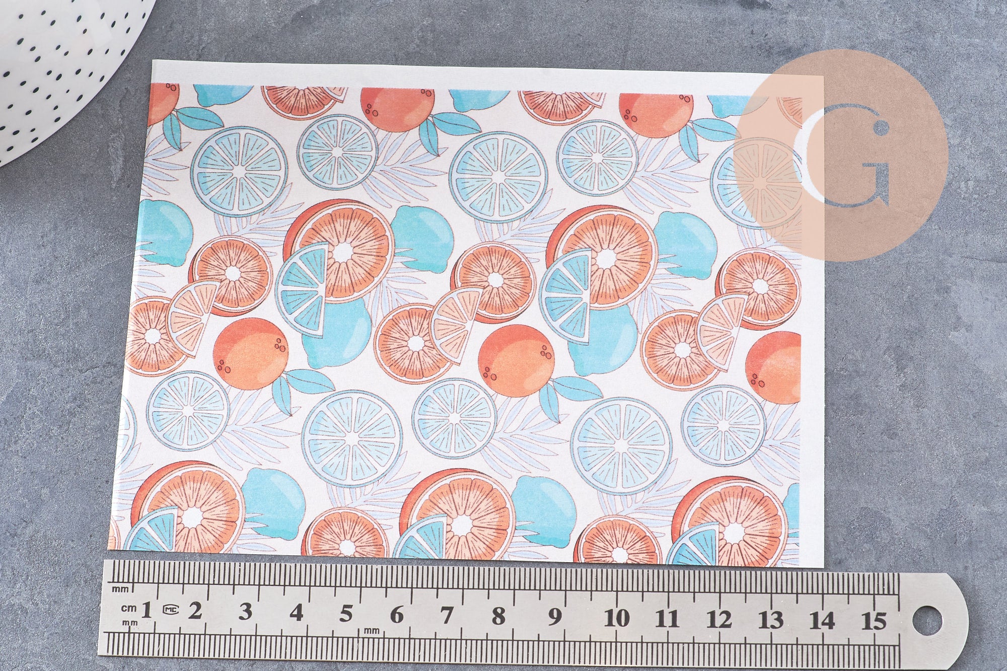 Feuille de transfert polymère – Agrumes orange & vert 14x10 cm, x1 (G10789)