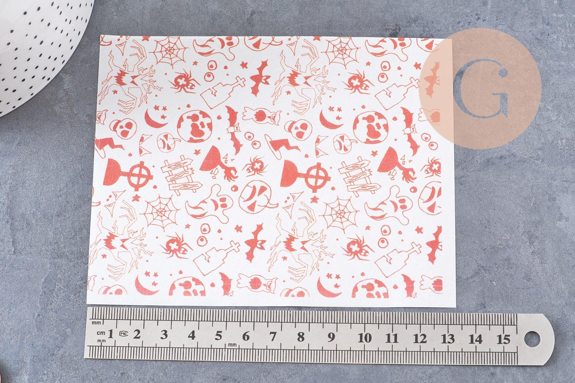 Feuille de transfert polymère – Halloween orange 14x10 cm, x1 (G10783)
