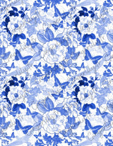 Feuille de transfert polymère – Jouy bleu 14x10 cm, x1 (G10778)